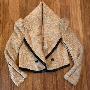 Bebe wool blazer/leather trim